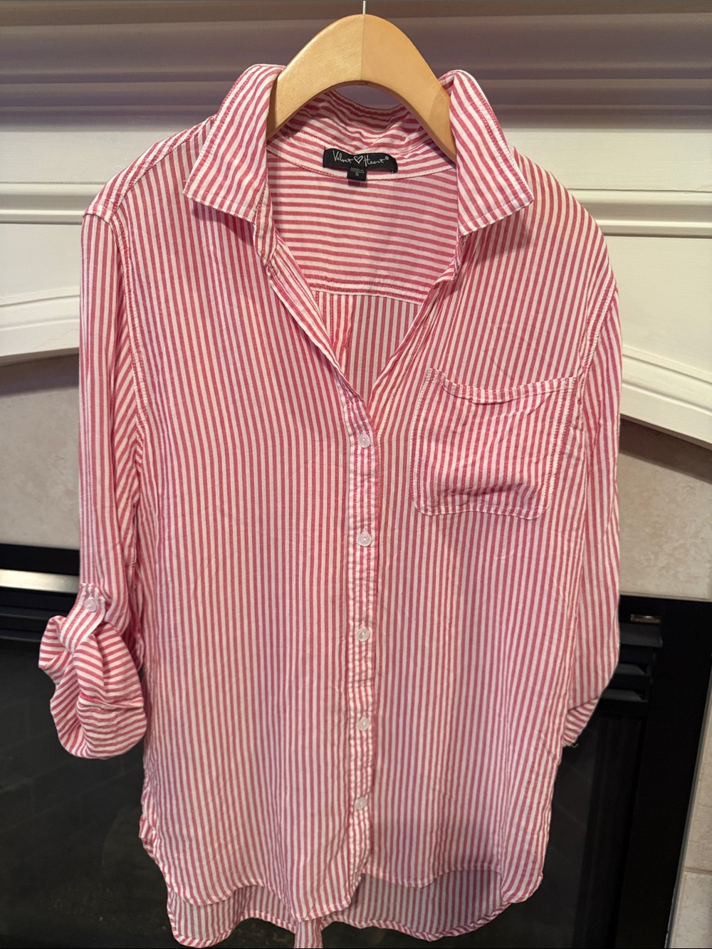 Velvet Heart Red and White Striped Button-Down Shirt